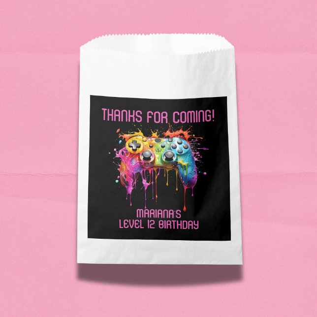 Sachets En Papier Fille Gamer Pink Video Game Party Faveurs (Créateur téléchargé)
