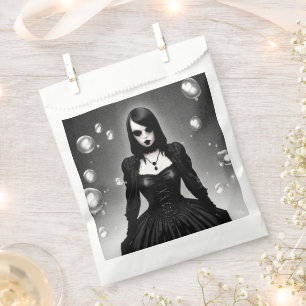 Sachets En Papier Fille gothique en robe noire Halloween