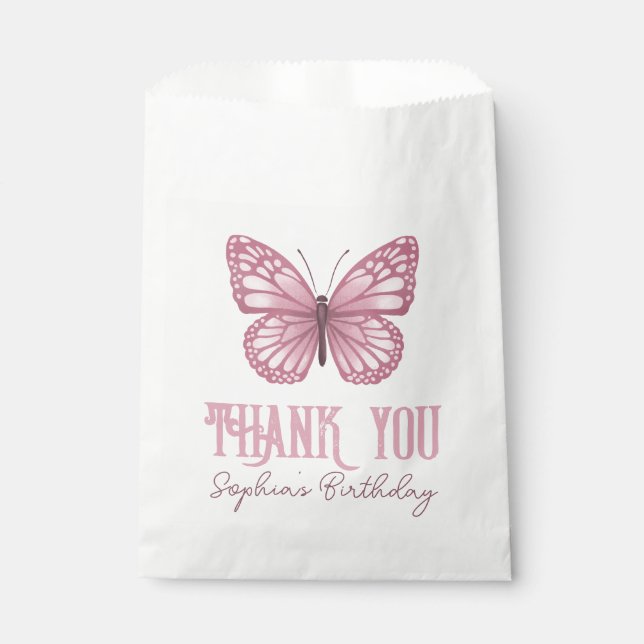 Sachets En Papier Filles mignonne papillon rose Anniversaire de enfa (Devant)