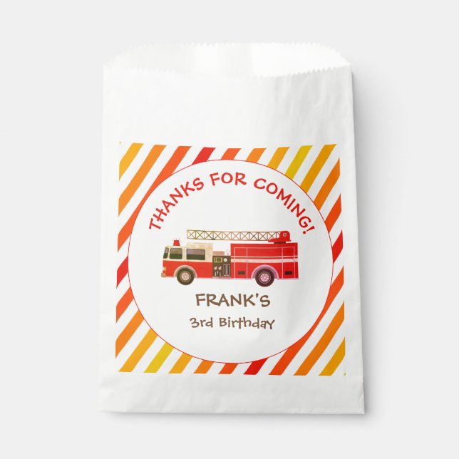 Sachets En Papier Fire Truck Fire Engine Anniversaire Fête Favoriser (Devant)