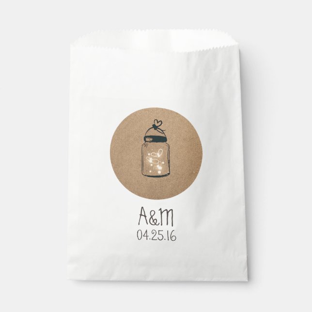 Sachets En Papier Fireflies Mason Jar Mariage rustique (Devant)