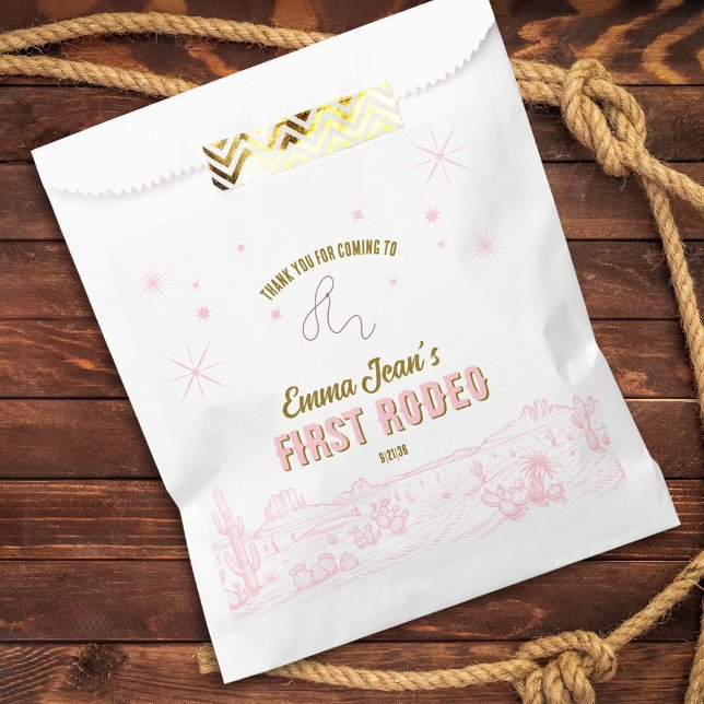 Sachets En Papier First Rodeo Pink Desert Cowgirl First Birthday (First Rodeo Pink Desert Cowgirl First Birthday Favor Bag)