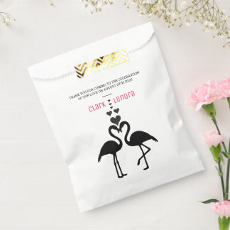 Sachets En Papier Flamants roses simples noir et blanc Mariage