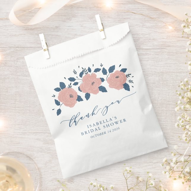 Sachets En Papier Fleur de Jardin Bleu élégant Merci personnalisé (Coupé)