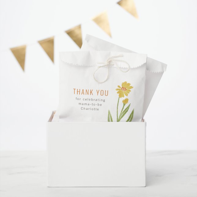 Sachets En Papier Fleur jaune avec Baby shower Bud (Fête)