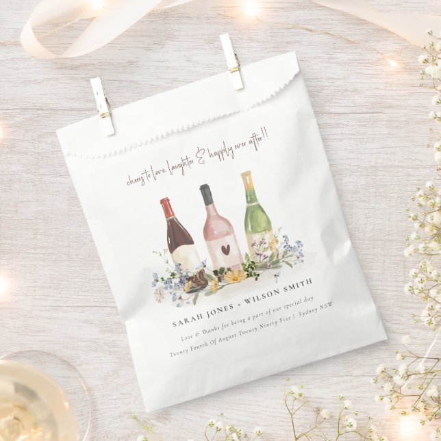 Sachets En Papier Fleur sauvage Cheers to Love Wine Bottts Mariage (Coupé)