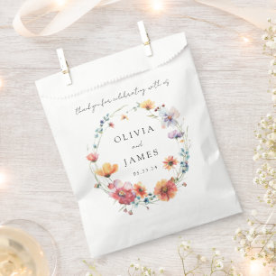 Sachets En Papier Fleur sauvage d'aquarelle Floral Mariage de couron