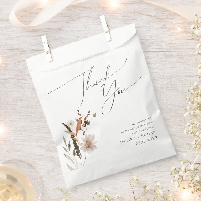 Sachets En Papier Fleur sauvage d'automne Boho | MERCI (Coupé)