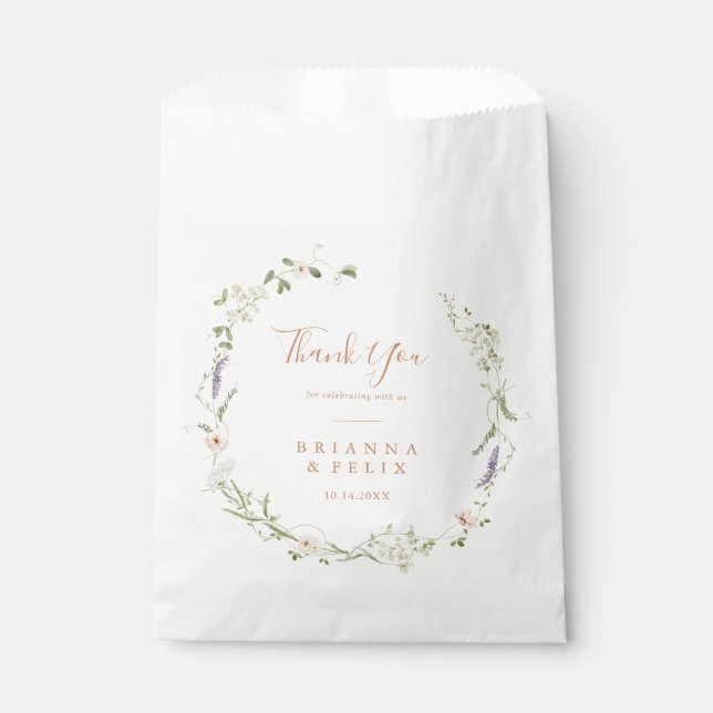 Sachets En Papier Fleur sauvage de jardin d'automne Mariage Merci (Devant)