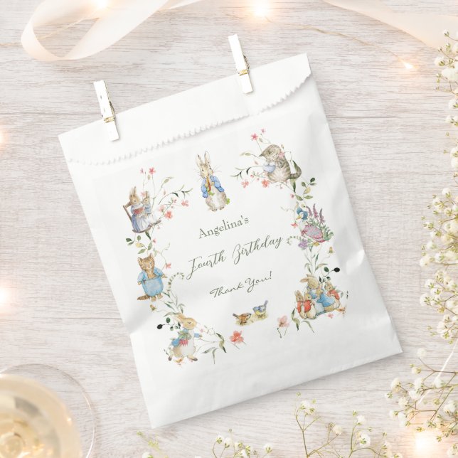 Sachets En Papier Fleur sauvage Peter le lapin Anniversaire (Coupé)