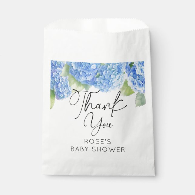 Sachets En Papier Fleurs bleues Baby shower Hydrangea (Devant)