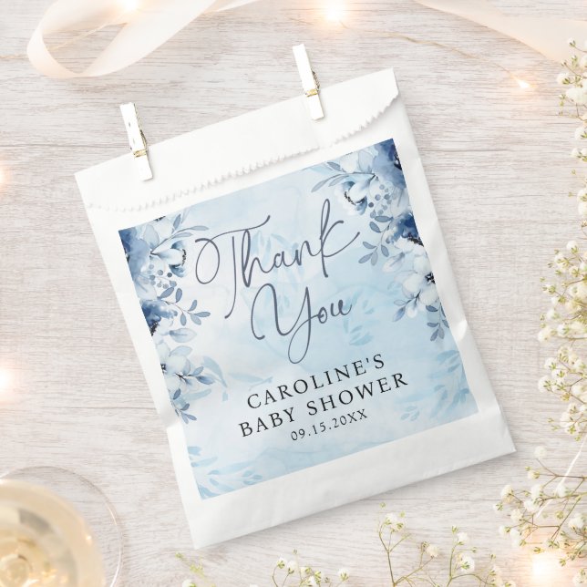 Sachets En Papier Fleurs Bleues Élégantes C'est un Baby shower garço (Coupé)