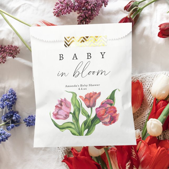 Sachets En Papier Fleurs de bouquet rouge aquarelle - bébé en fleurs (Créateur téléchargé)