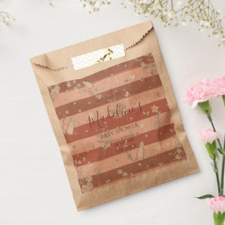 Sachets En Papier Fleurs de fille vintage rayures rose poussiéreux d