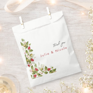Sachets En Papier Fleurs de Fraisier Sauvage Rouge Doux Mariage