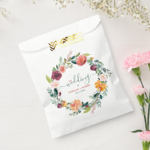Sachets En Papier Fleurs de jardin anglais Wreath Custom Wedding Tex