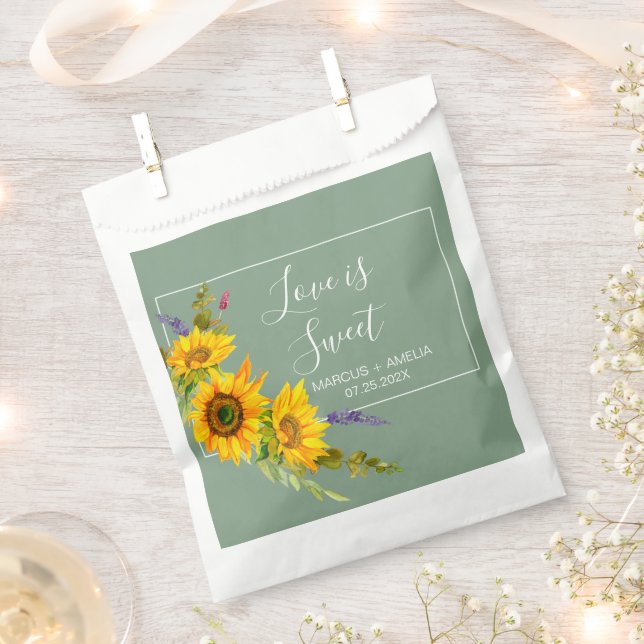Sachets En Papier Fleurs de soleil sur Basil mariage Favor sac (Coupé)
