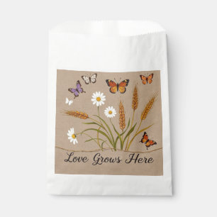 Sachets En Papier Fleurs sauvages bohémiennes, papillons, tiges de b