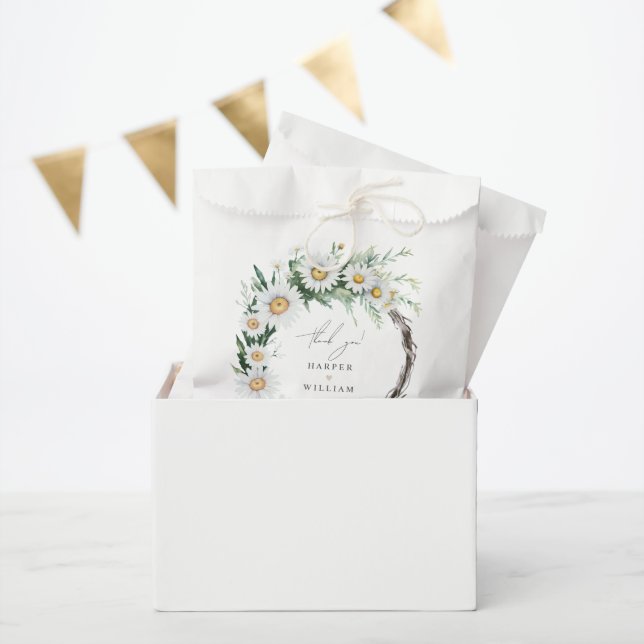 Sachets En Papier Fleurs sauvages marguerites traiter sac mariage me (Fête)