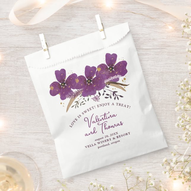 Sachets En Papier Fleurs violettes magnifiques avec Mariage d'accent (Coupé)