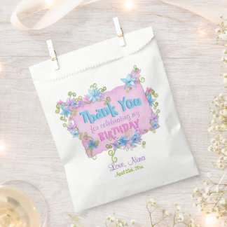 Sachets En Papier Floral Merci rose fête d'anniversaire