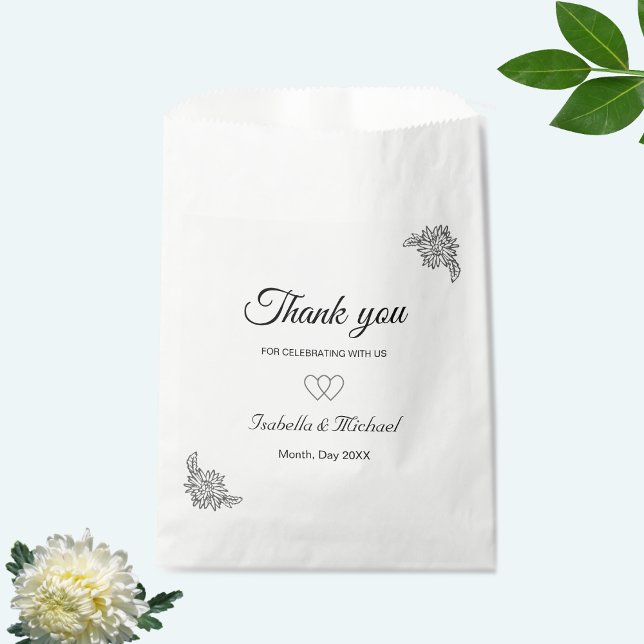 Sachets En Papier Floral moderne en Mariage noir et blanc (Créateur téléchargé)