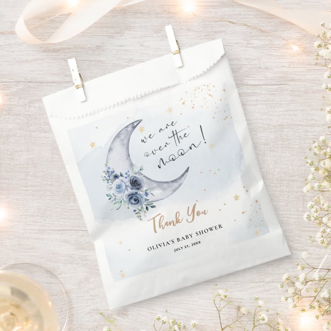 Sachets En Papier Floral Sur Le Baby shower Lune (Coupé)