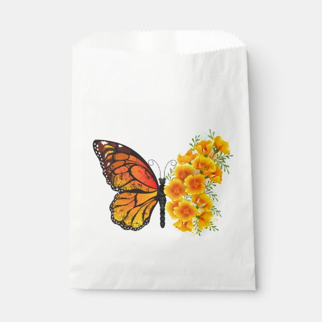 Sachets En Papier Flower Butterfly with Yellow California Poppy (Devant)