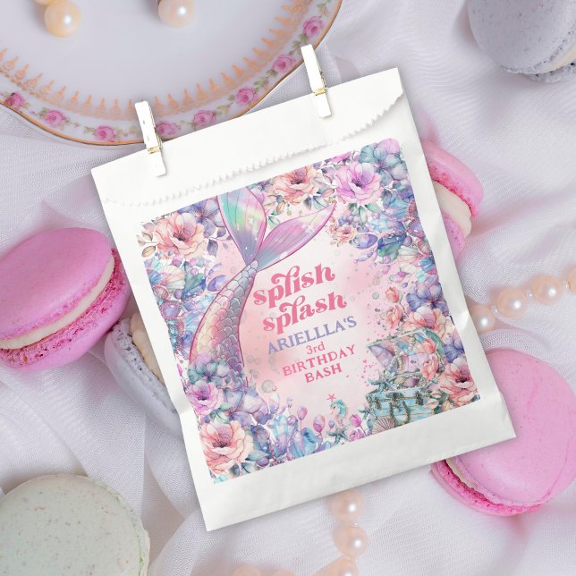 Sachets En Papier Flower Glitter Mermaid Tail 3rd Birthday (Créateur téléchargé)