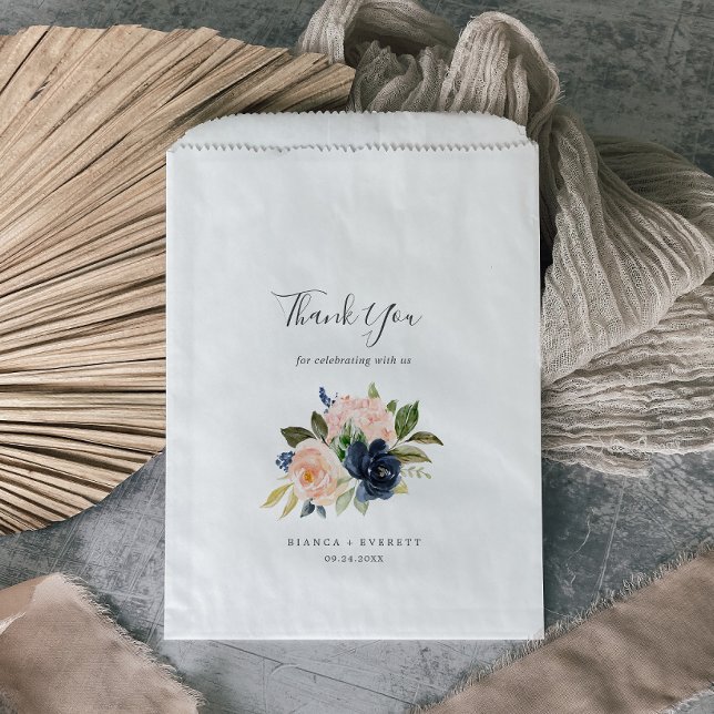 Sachets En Papier Flush et Navy Flowers | Mariage Merci blanc (Créateur téléchargé)