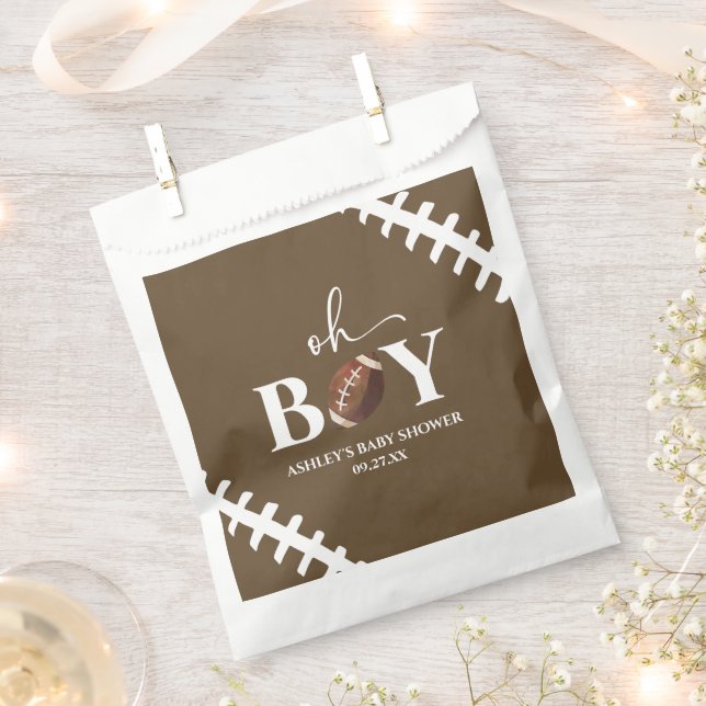 Sachets En Papier Football Oh Garçon Baby shower blanc Brown (Coupé)