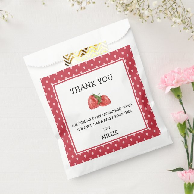 Sachets En Papier Fraise Berry Sweet 1er Anniversaire Fête Favoriser (Scellé)