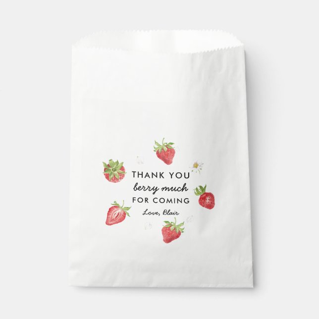 Sachets En Papier Fraise thème Merci Berry beaucoup (Devant)