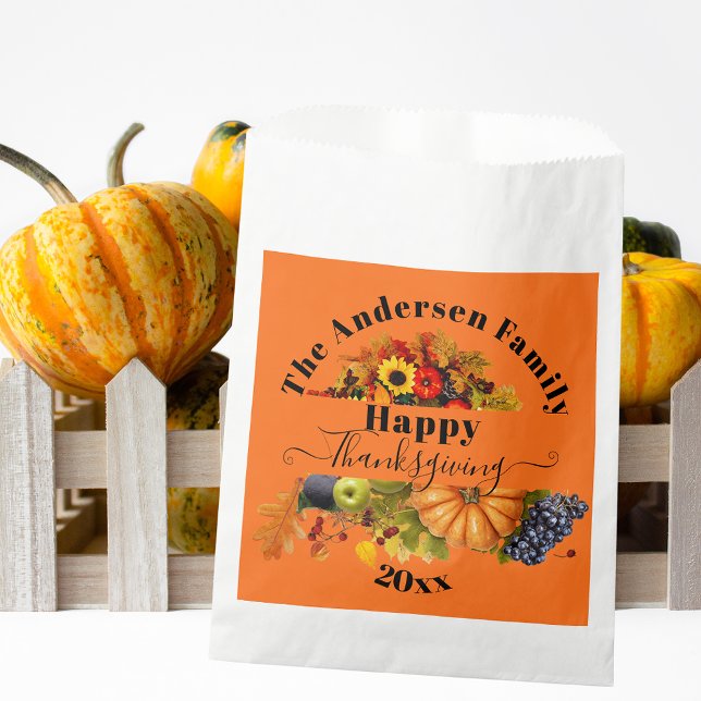 Sachets En Papier Fruits D'Automne Fleurs Et Bon thanksgiving De Fol (Créateur téléchargé)