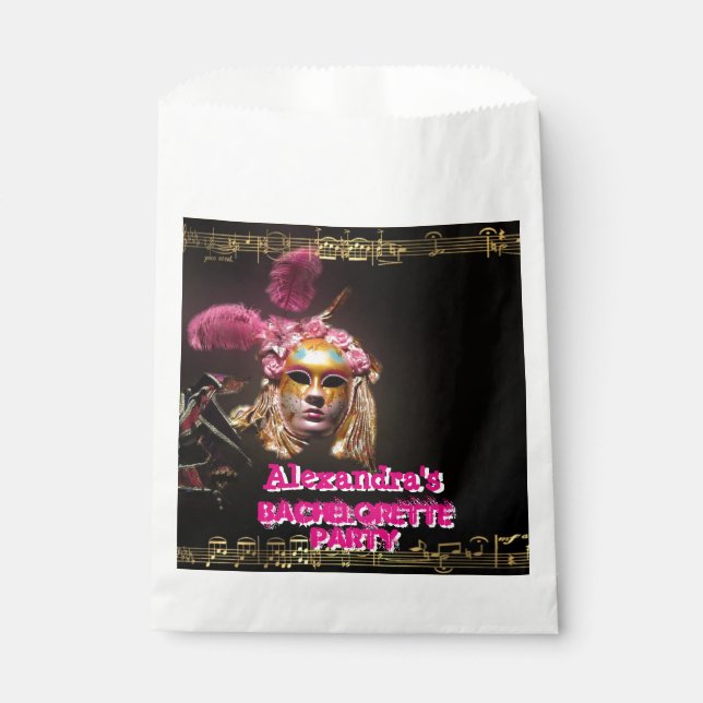 Sachets En Papier Fun rose masqueré fille bachelorette fête (Devant)