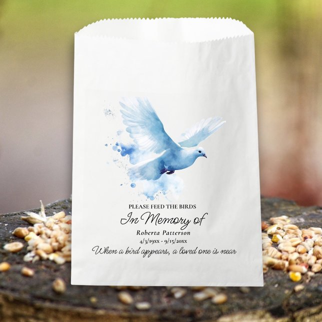Sachets En Papier Funeral Memorial Favor White Dove Bird Seed (Créateur téléchargé)