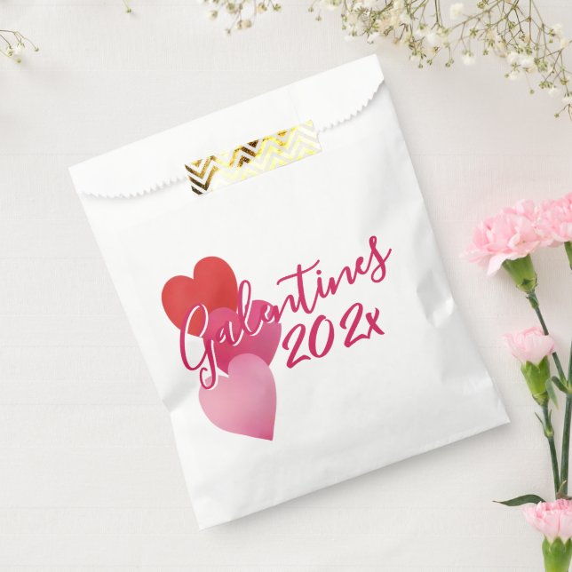 Sachets En Papier Galentines Party Favor Bag with 3 Hearts (Scellé)