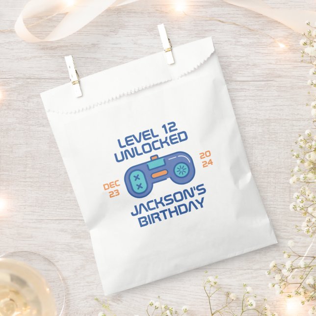 Sachets En Papier Gamer Niveau Jeux Vidéos Déverrouillés Jour de l'a (Coupé)