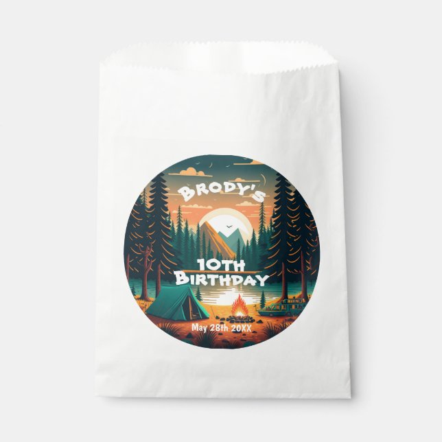 Sachets En Papier Garçons camping Aventure Anniversaire (Devant)