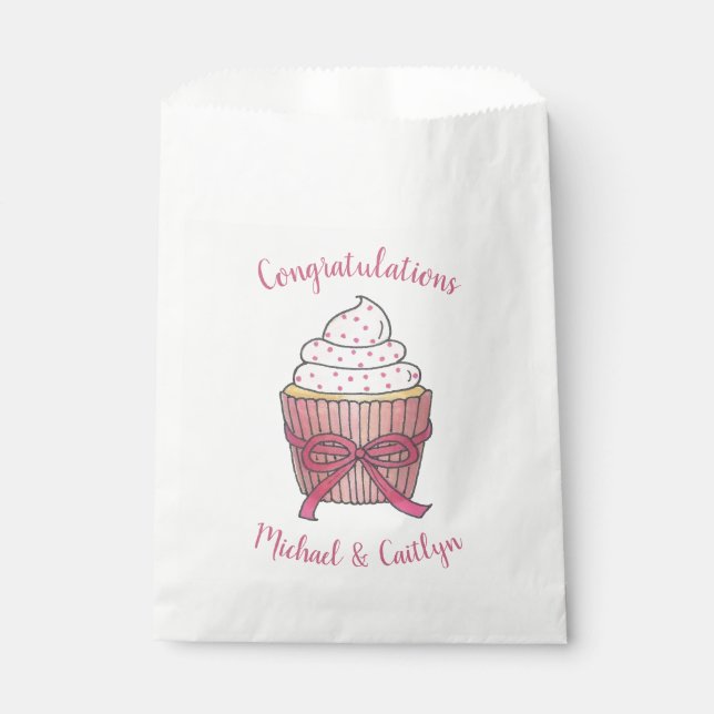 Sachets En Papier Gâteau Mariage de Fête des mariées de gâteau rose  (Devant)