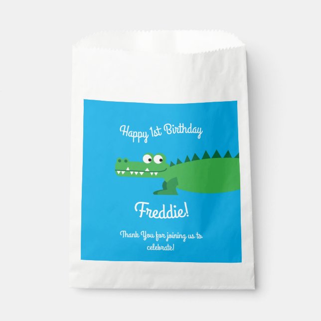 Sachets En Papier Gator Alligator Crocodile Enfants 1er fête d'anniv (Devant)