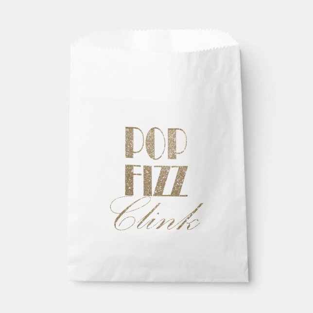 Sachets En Papier Gatsby party Gold et Black Pop Fizz Clink (Devant)