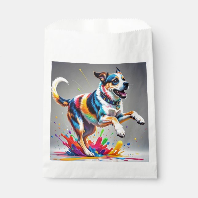 Sachets En Papier Géant coloré joyeux chien amusant, (Devant)