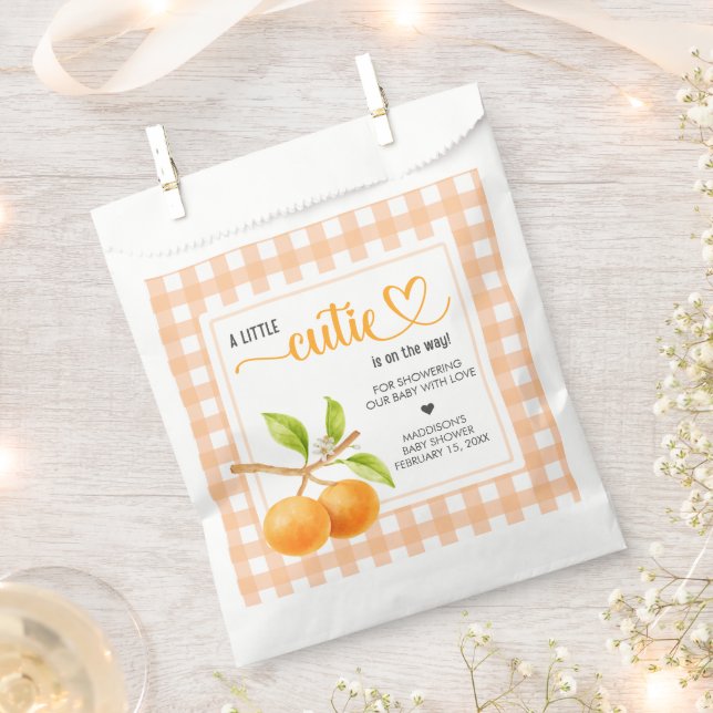 Sachets En Papier Gingham Orange Baby Shower (Coupé)