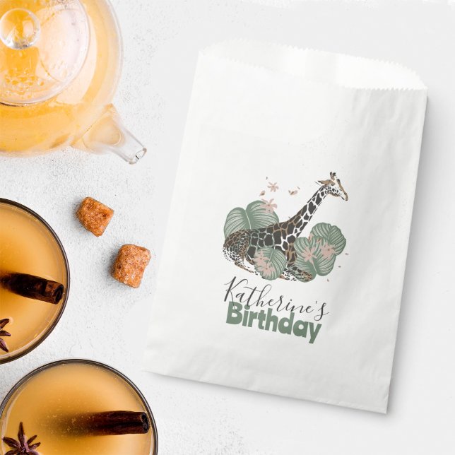 Sachets En Papier Giraffe Wild Jungle Botanical Animal Birthday  (Créateur téléchargé)