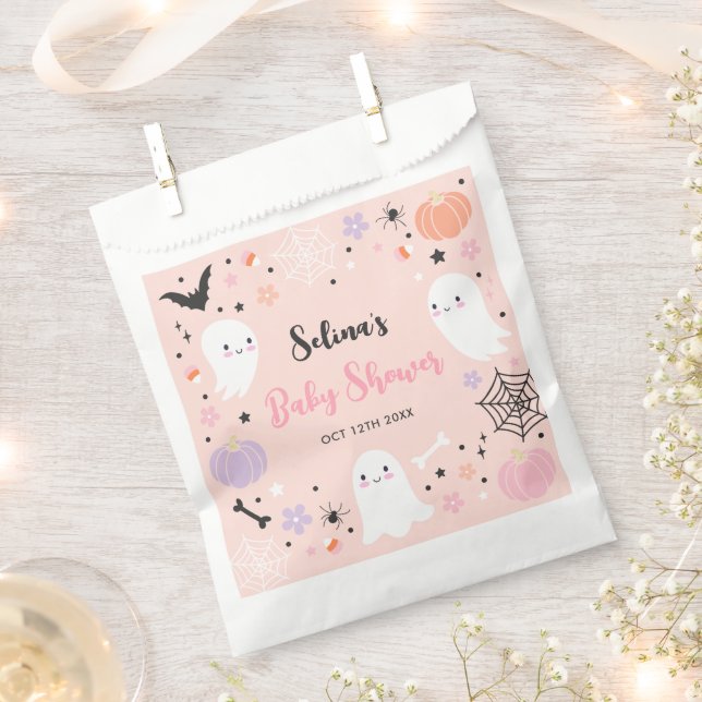 Sachets En Papier Girl Ghost Little Boo est due Baby shower d'Hallow (Coupé)