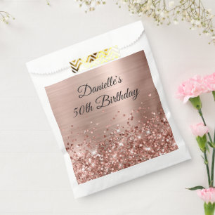 Sachets En Papier Glittery Rose Gold Foil 50e anniversaire