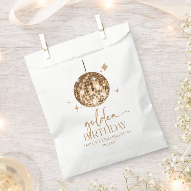 Sachets En Papier Gold Disco Ball Golden Anniversaire (Coupé)