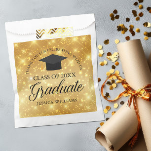 Sachets En Papier Gold Sparkle Graduation Party Chic Custom