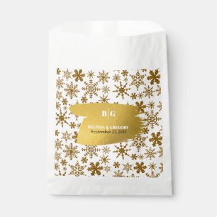 Sachets En Papier Golden Snowflakes Festive Mariage de Noël